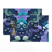 Meditating Mermaid Damask