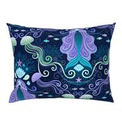 Meditating Mermaid Damask