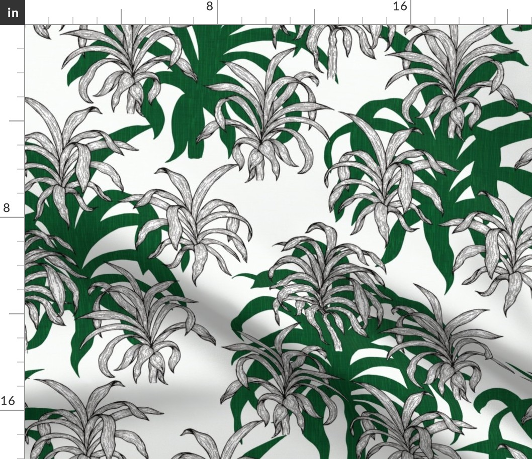 Tropical Palms in Green and Black / Big Scale