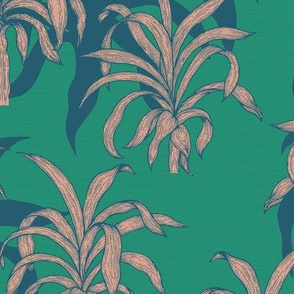 Tropical Palms in Turquoise and Peach / Big Scale