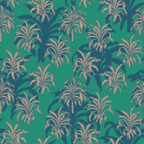 Tropical Palms in Turquoise and Peach / Small Scale