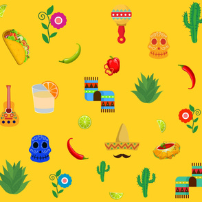 Mexico,burrito,chili,cactus pattern wider
