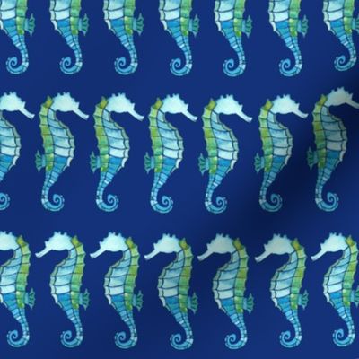 Follow the Seahorse|Watercolor Blue Green Seahorses|Renee Davis