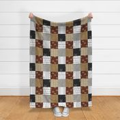 Mudcloth Patchwork - mud cloth wholecloth quilt top - grey/rust/tan - boho home decor baby bedding - LAD20