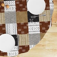 Mudcloth Patchwork - mud cloth wholecloth quilt top - grey/rust/tan - boho home decor baby bedding - LAD20