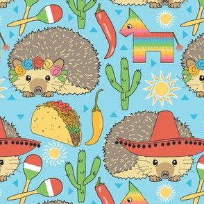 large mexican hedgehogs on blue