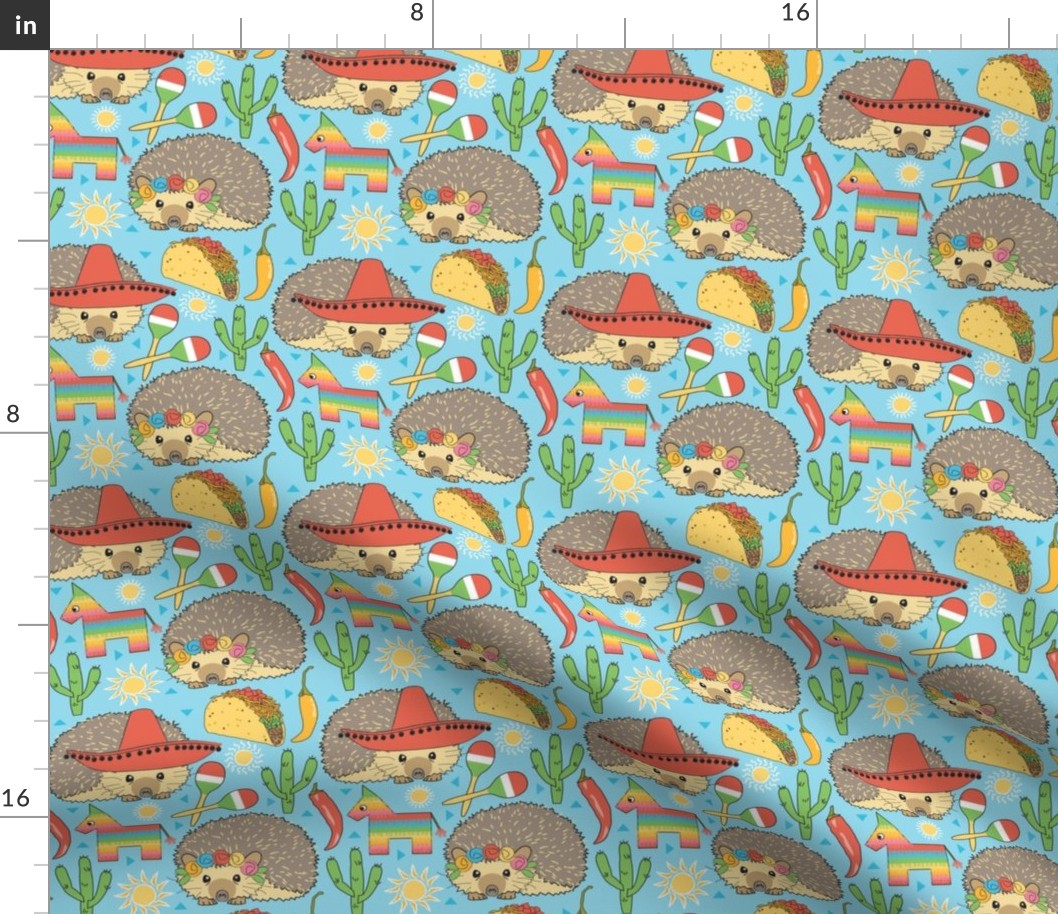 large mexican hedgehogs on blue