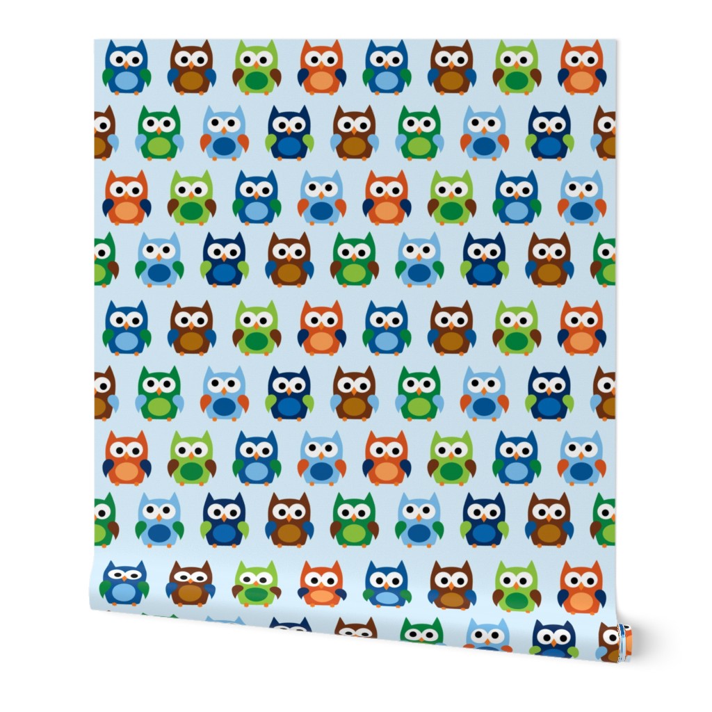 Boy Owls on Light Blue