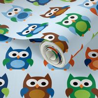 Boy Owls on Light Blue