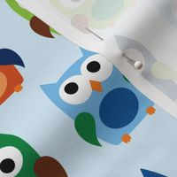 Boy Owls on Light Blue