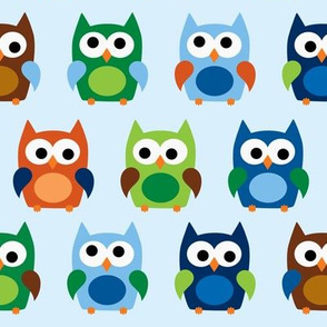 Boy Owls on Light Blue