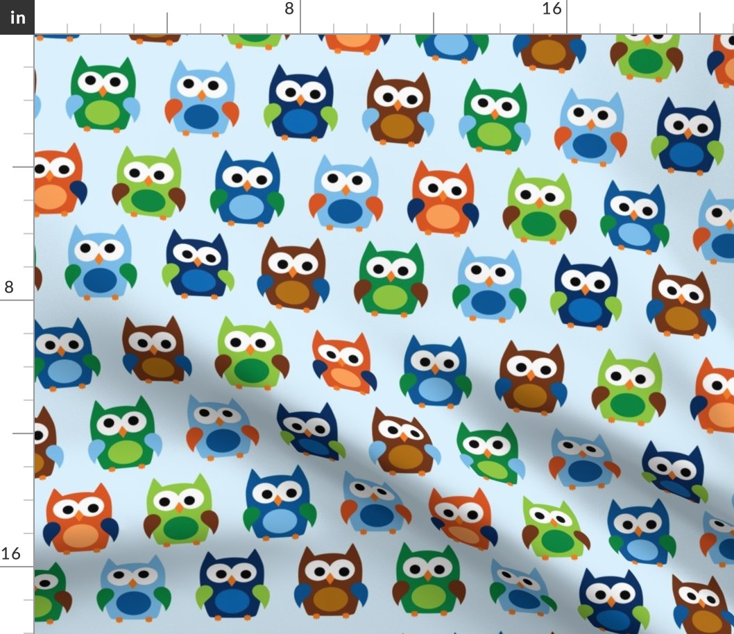 Boy Owls on Light Blue