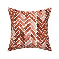 burnt orange watercolor herringbone