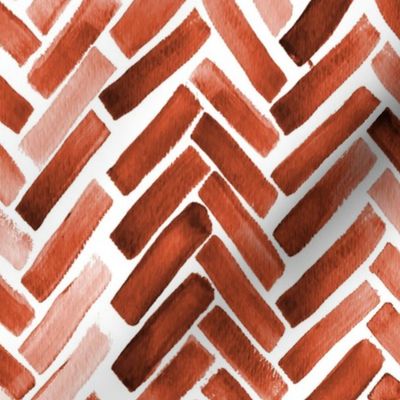 burnt orange watercolor herringbone