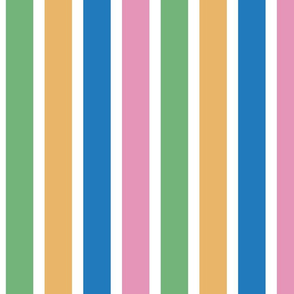 1960's Pastel Floral Coordinating Stripe