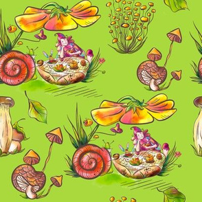 Watercolor hand drawn fantasy mushroom land design