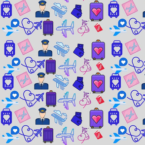 Heart Luggage and Airplane