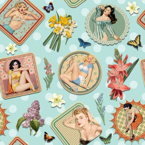 Pin Up Girl Fabric, Wallpaper and Home