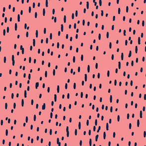 Normal scale // Sea reflexions // coral background navy blue abstract organic lined dots