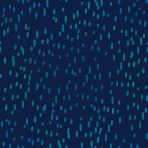 Normal scale // Sea reflexions // navy blue background teal abstract organic lined dots