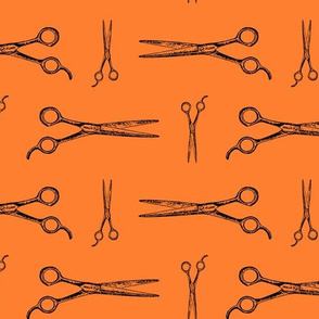 Hair Cutting Shears in Black with Halloween Orange Background (Large Scale)