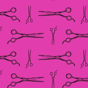 Hair Cutting Shears in Black with Hot Pink Background (Large Scale)