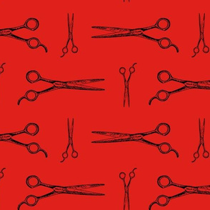 Hair Cutting Shears in Black with Red Background (Large Scale)