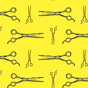 Hair Cutting Shears in Black with Yellow Background (Large Scale)