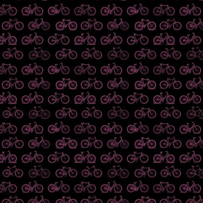 Retro Antique Bicycles in Violet Purple on Black Background (Mini Scale)