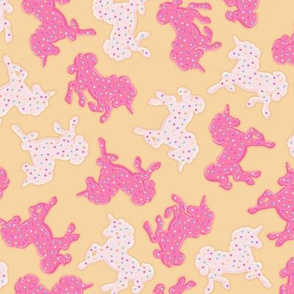 Small Frosted Unicorn Cookies Pattern on Yellow