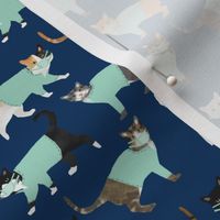 cats scrubs fabric - navy