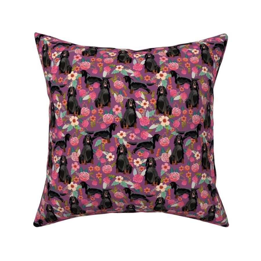 gordon setter floral fabric - purple