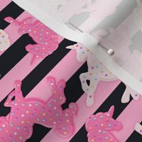 Small Frosted Unicorn Cookies Pattern on Black & Pink Stripes