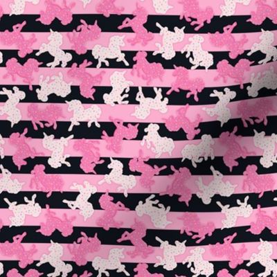 Micro Frosted Unicorn Cookies Pattern on Black & Pink Stripes