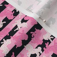 Micro Frosted Unicorn Cookies Pattern on Black & Pink Stripes