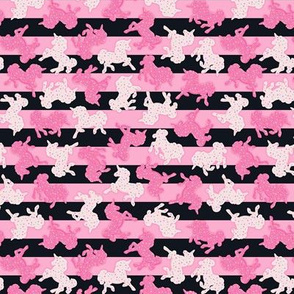 Micro Frosted Unicorn Cookies Pattern on Black & Pink Stripes