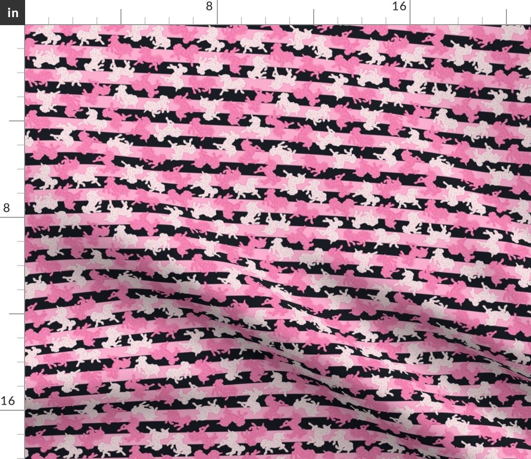 Micro Frosted Unicorn Cookies Pattern on Black & Pink Stripes