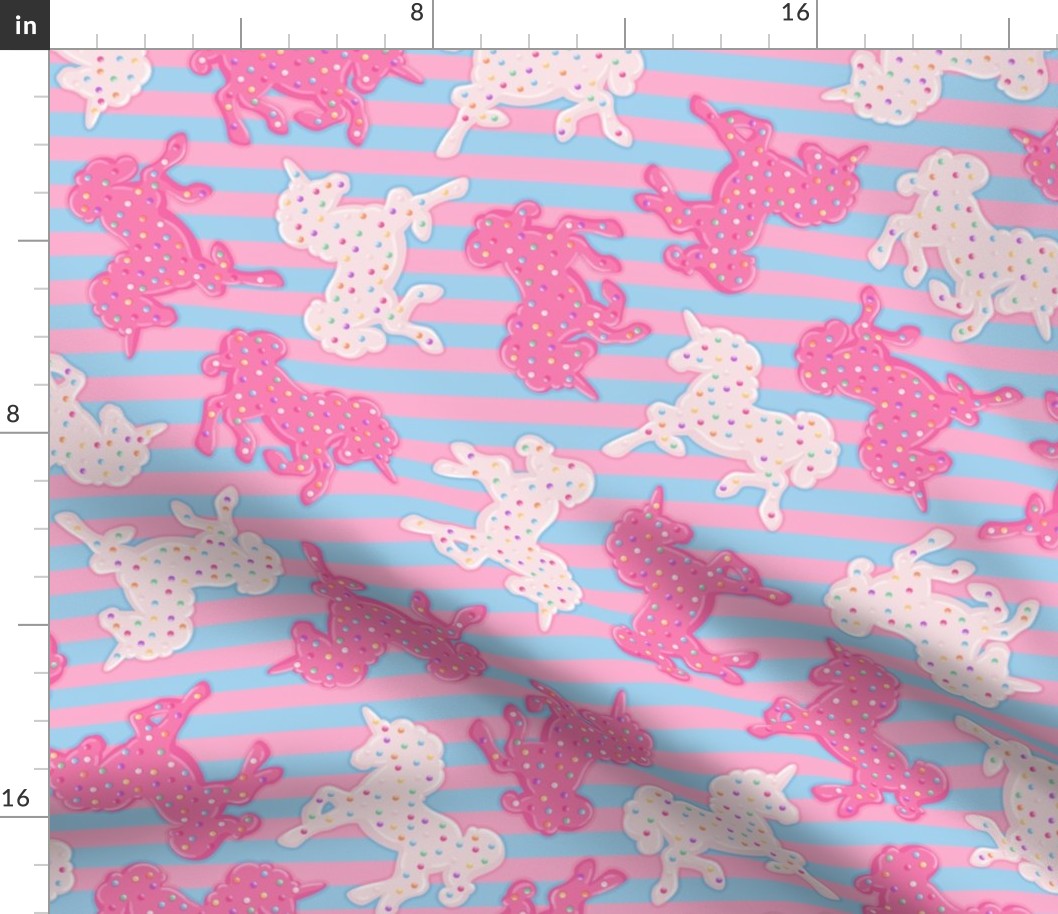 Frosted Unicorn Cookies Pattern on Blue & Pink Stripes