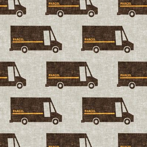 delivery trucks - parcel mail postal van - shipping truck - tan - LAD20