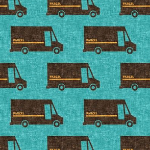 delivery trucks - parcel mail postal van - shipping truck - teal - LAD20