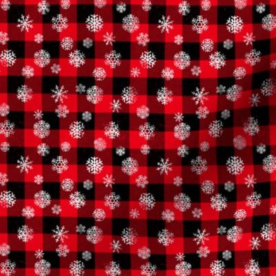 Buffalo Plaid Snowflakes Black Red 1/2