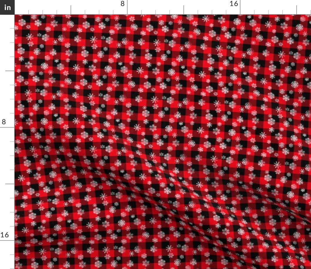 Buffalo Plaid Snowflakes Black Red 1/2