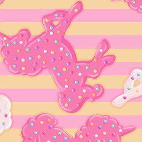 Large Frosted Unicorn Cookies Pattern on Yellow & Pink Stripes