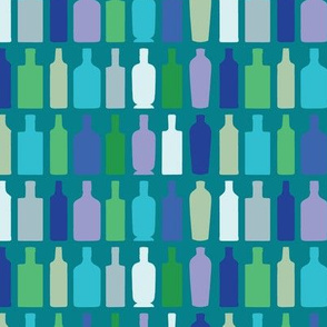 Gin bottle line up teal