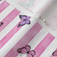 Small Colorful Butterflies on Bubblegum Stripes