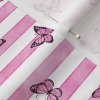 Small Pink Butterflies on Bubblegum Stripes