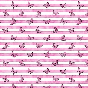 Micro Pink Butterflies on Bubblegum Stripes