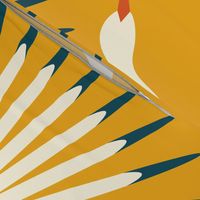 Art Deco Cranes - Sunshine - 24" Fabric and Wallpaper