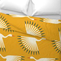 Art Deco Cranes - Sunshine - 24" Fabric and Wallpaper