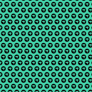 Blow Dryer Icon Circles Salon & Barbershop Pattern in Black on Teal Green Background (Mini Scale)